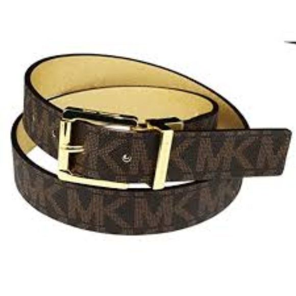 Michael Kors Accessories - NWOT Sz L MK Reversible Leather Belt - MK initial/GOLD